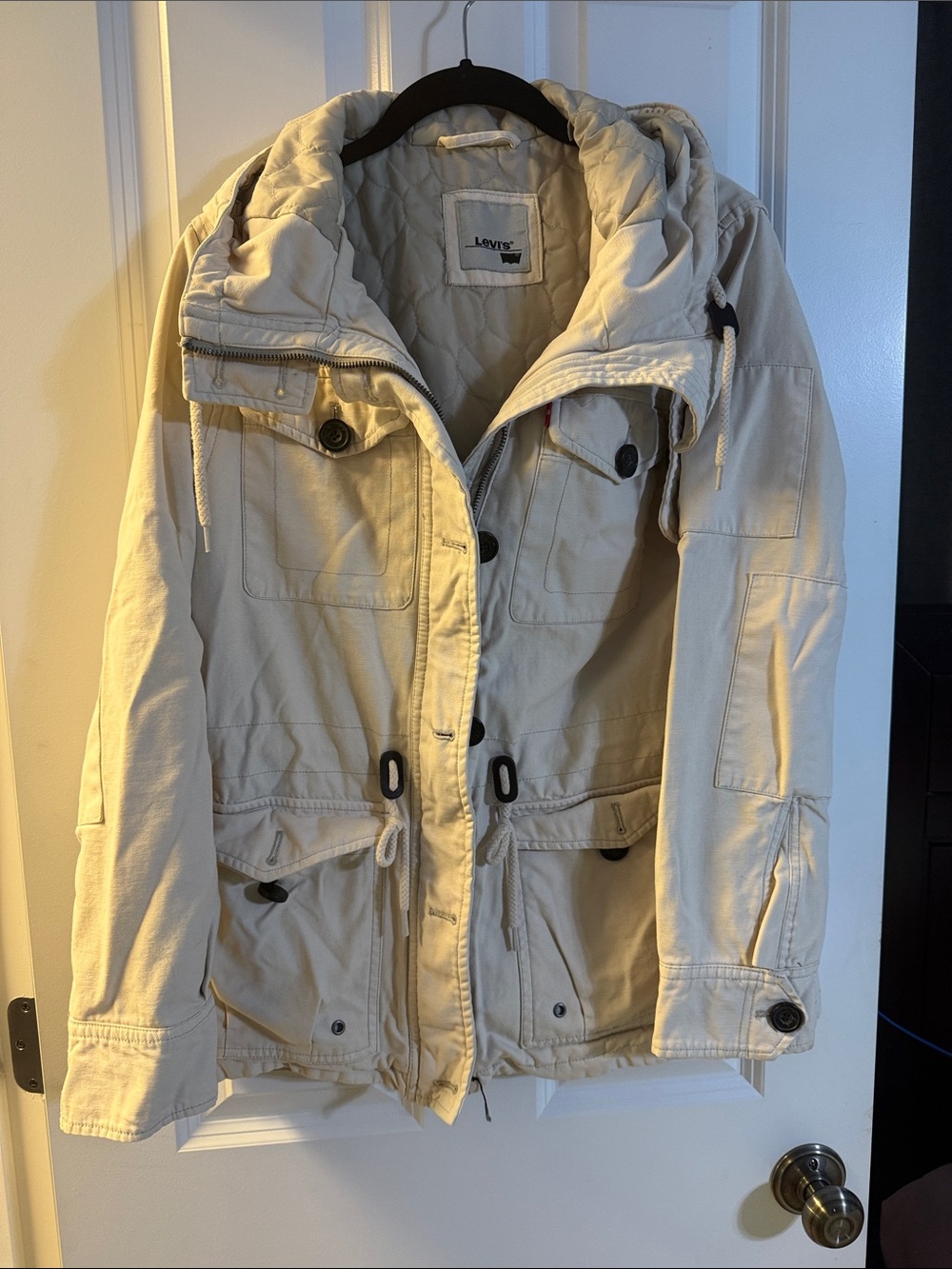 Levi's Cream Hooded Field Coat